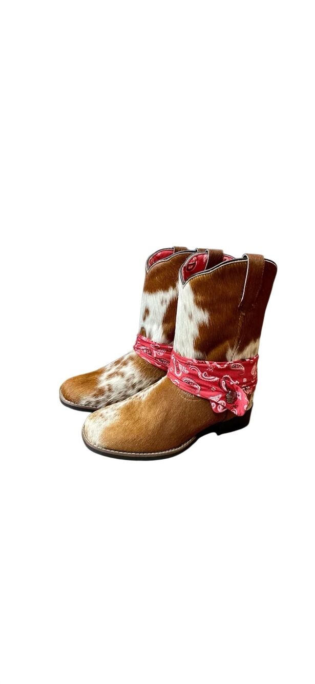 NWOT Dan Post Children Bandana Cowhide Western Cowboy Leather Boots Little Girls